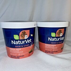 2 9oz NaturVet Omega-Gold With Salmon Oil & Essential Fatty Acids Dogs & Cats